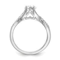 14K White Gold Criss-Cross (Holds 1/3 carat (4.1mm) Round Center) 1/6 carat Diamond Semi-mount Engagement Ring