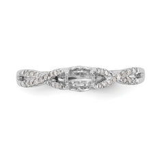 14K White Gold Criss-Cross (Holds 1/3 carat (4.1mm) Round Center) 1/6 carat Diamond Semi-mount Engagement Ring