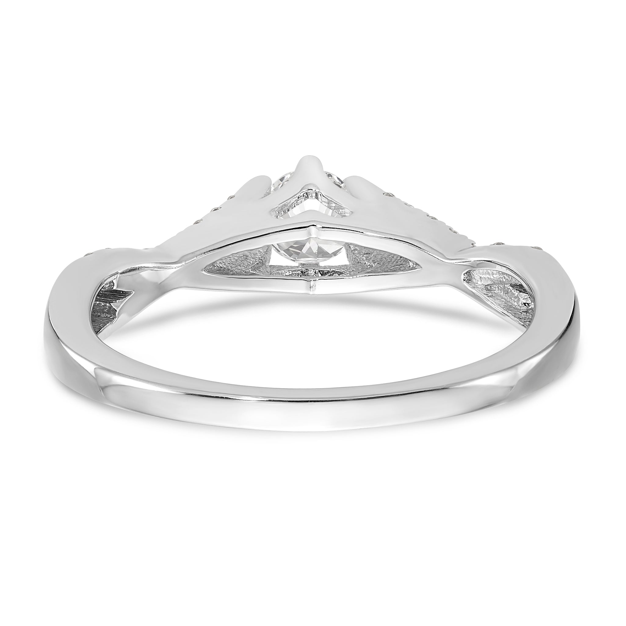 14K White Gold Criss-Cross (Holds 1/3 carat (4.1mm) Round Center) 1/6 carat Diamond Semi-mount Engagement Ring