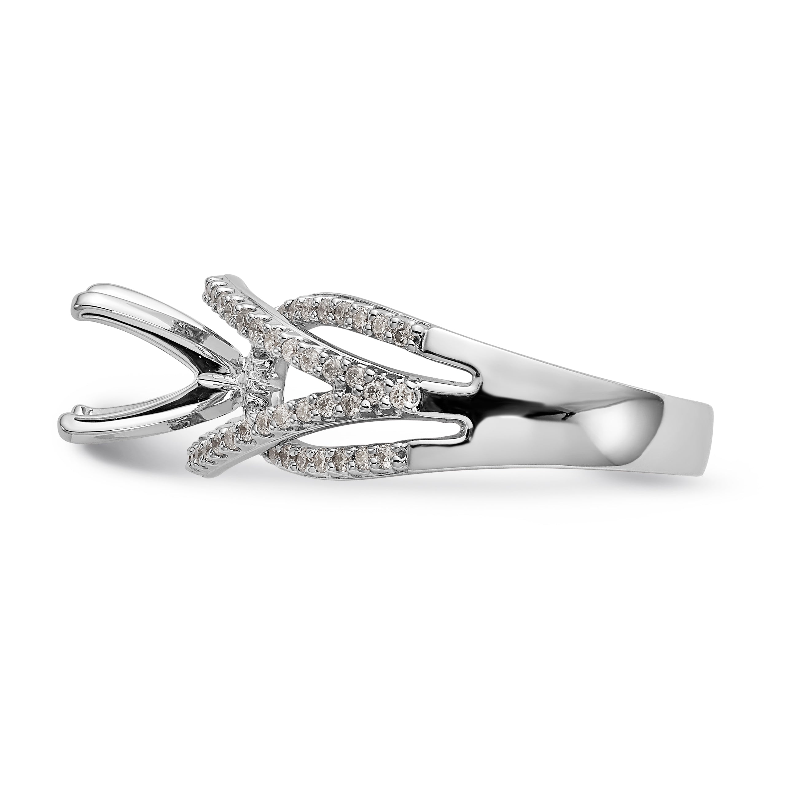 14K White Gold Criss-Cross Peg Set 3/8 carat Diamond Semi-mount Engagement Ring