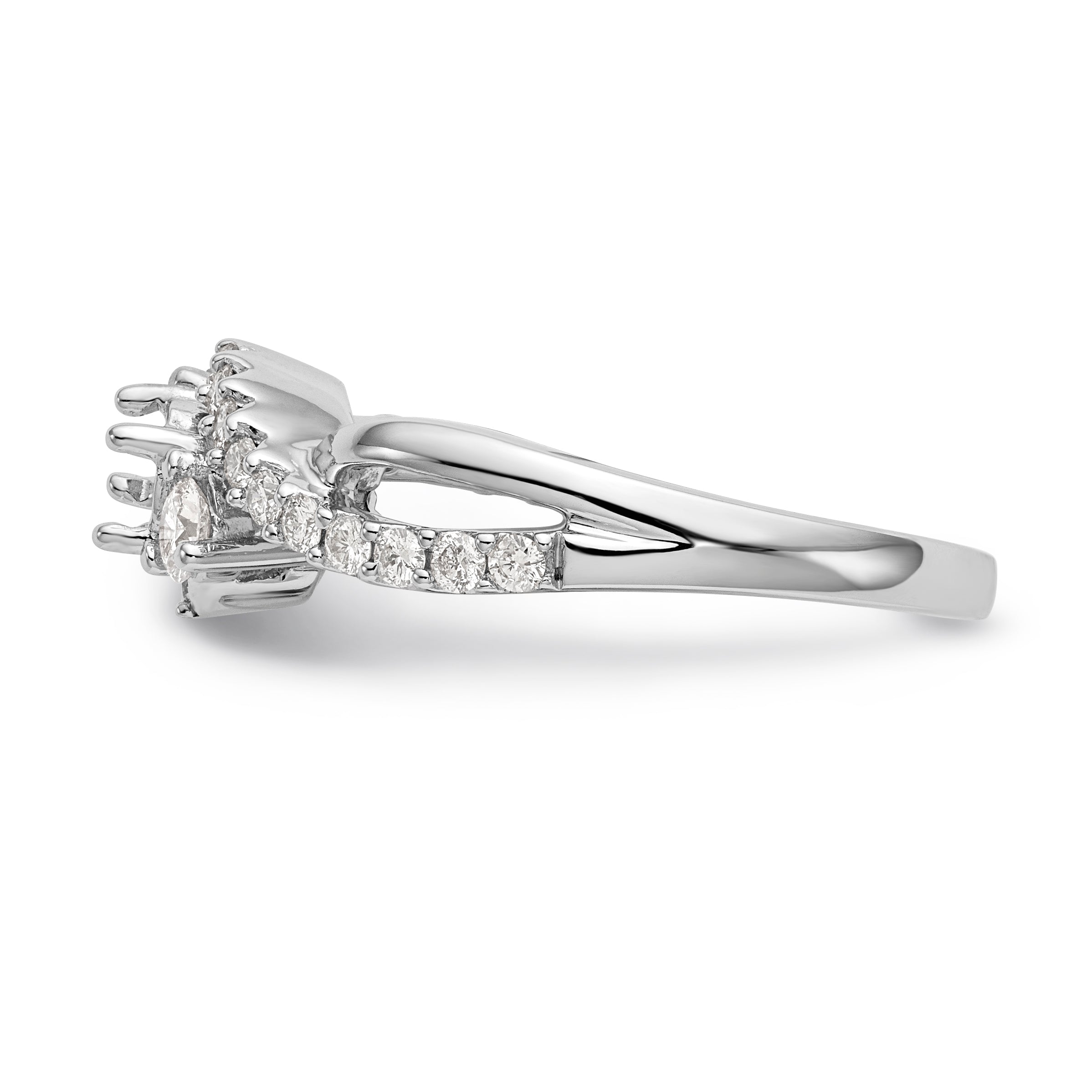 14K White Gold Diamond Semi-mount Criss-Cross Engagement Ring