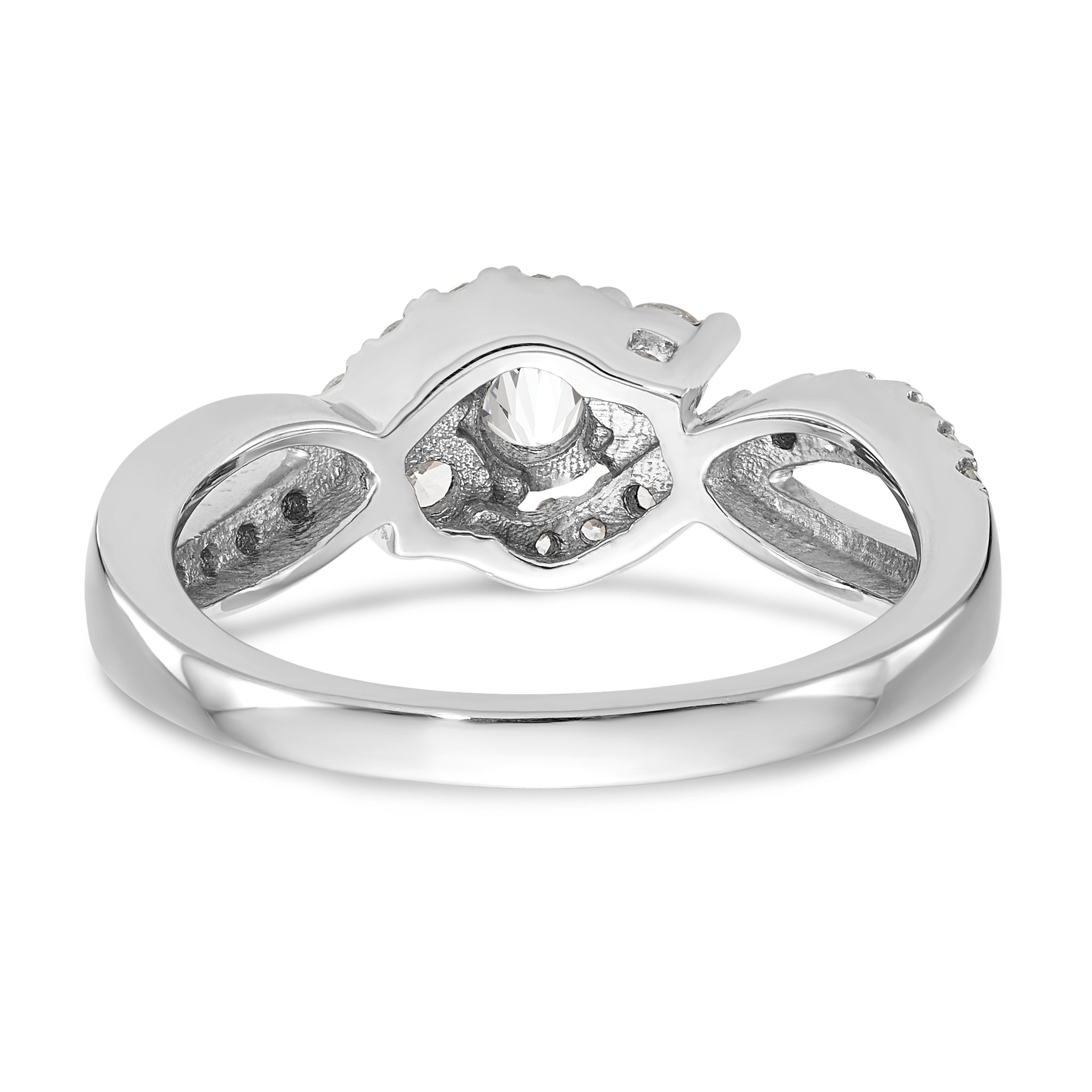 14K White Gold Diamond Semi-mount Criss-Cross Engagement Ring