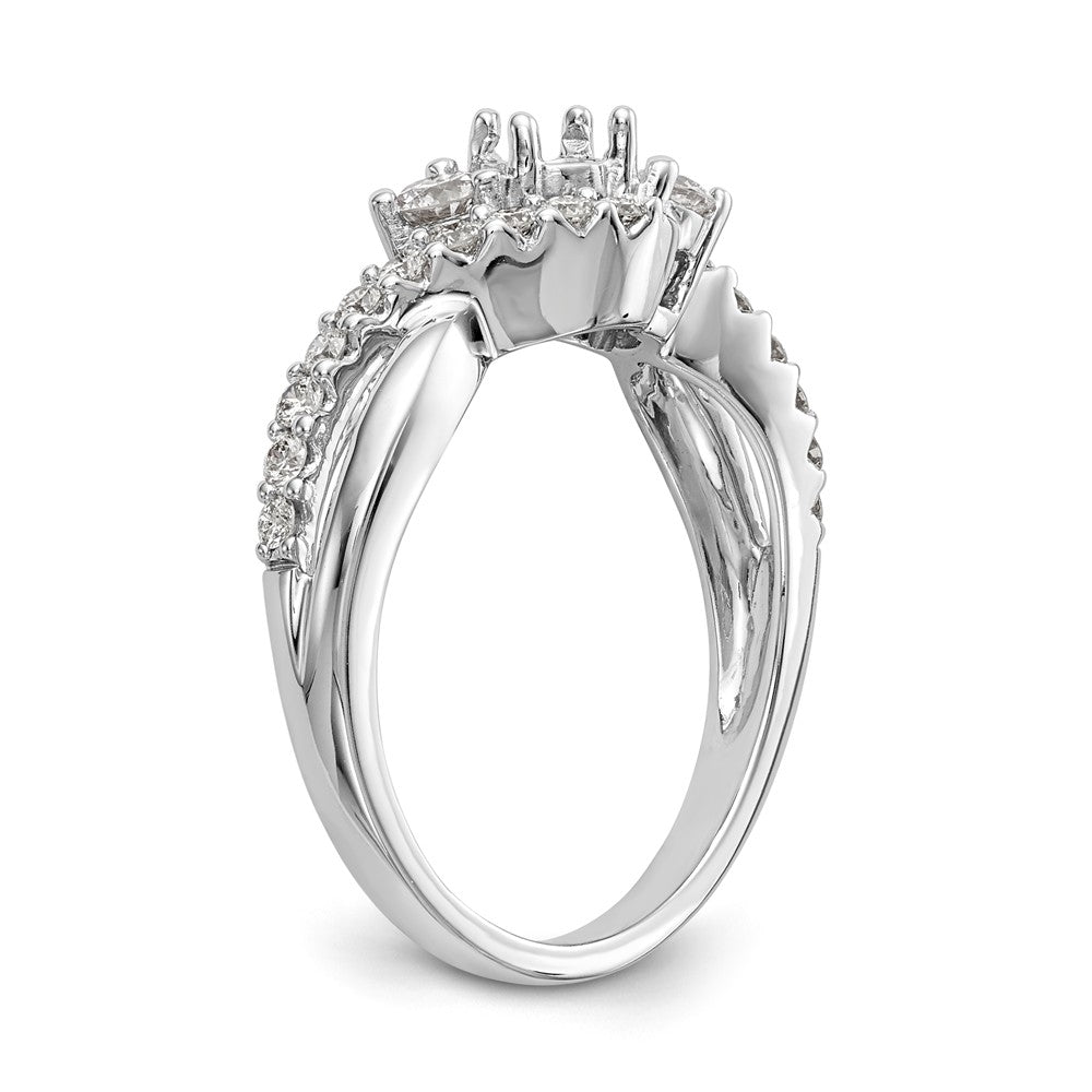 14K White Gold Diamond Semi-mount Criss-Cross Engagement Ring