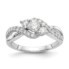 14K White Gold Diamond Semi-mount Criss-Cross Engagement Ring