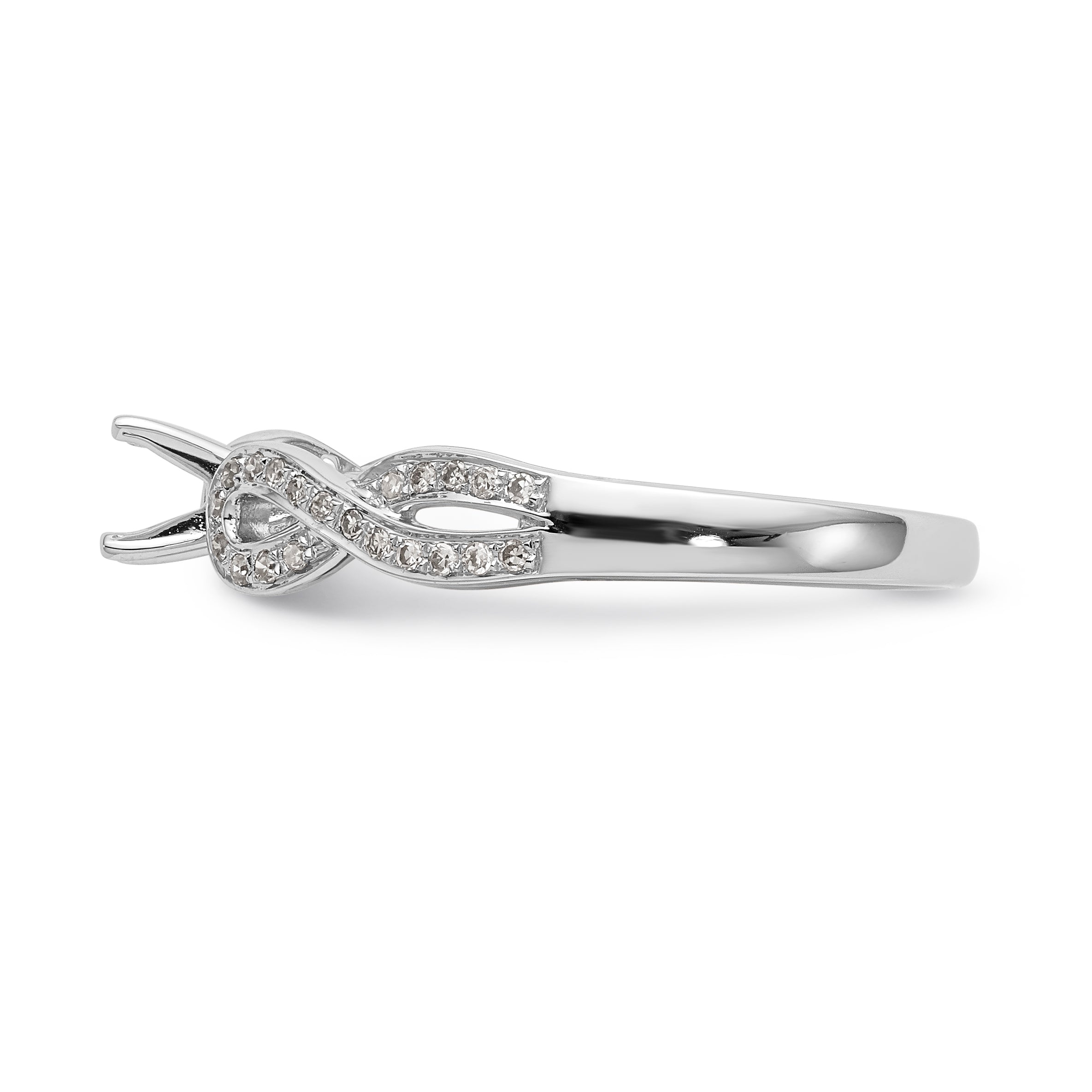 14K White Gold Criss-Cross Peg Set 1/8 carat Diamond Semi-mount Engagement Ring