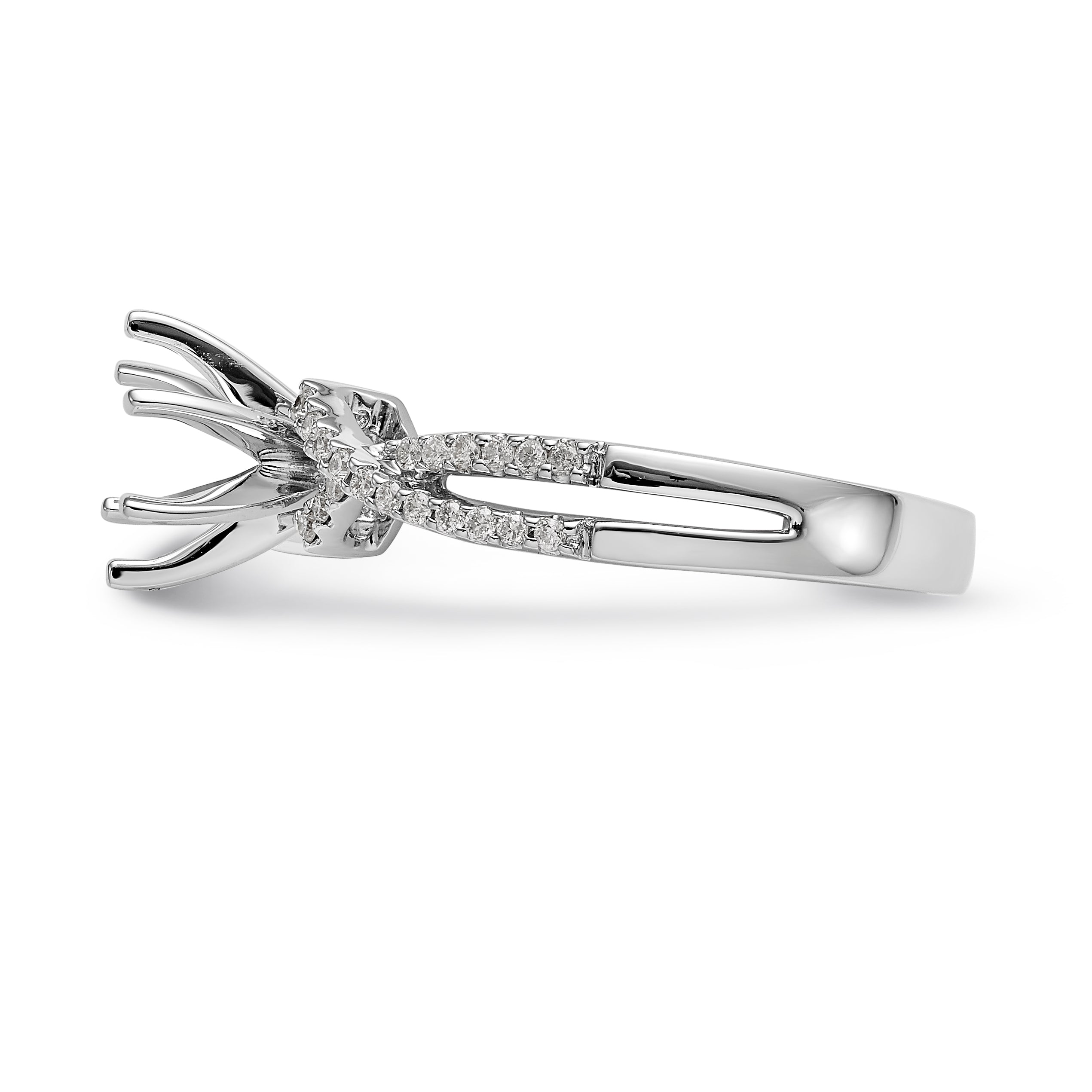 14K White Gold Criss-Cross Peg Set 1/5 carat Diamond Semi-mount Engagement Ring