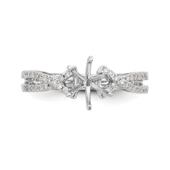 14K White Gold Criss-Cross Peg Set 1/5 carat Diamond Semi-mount Engagement Ring