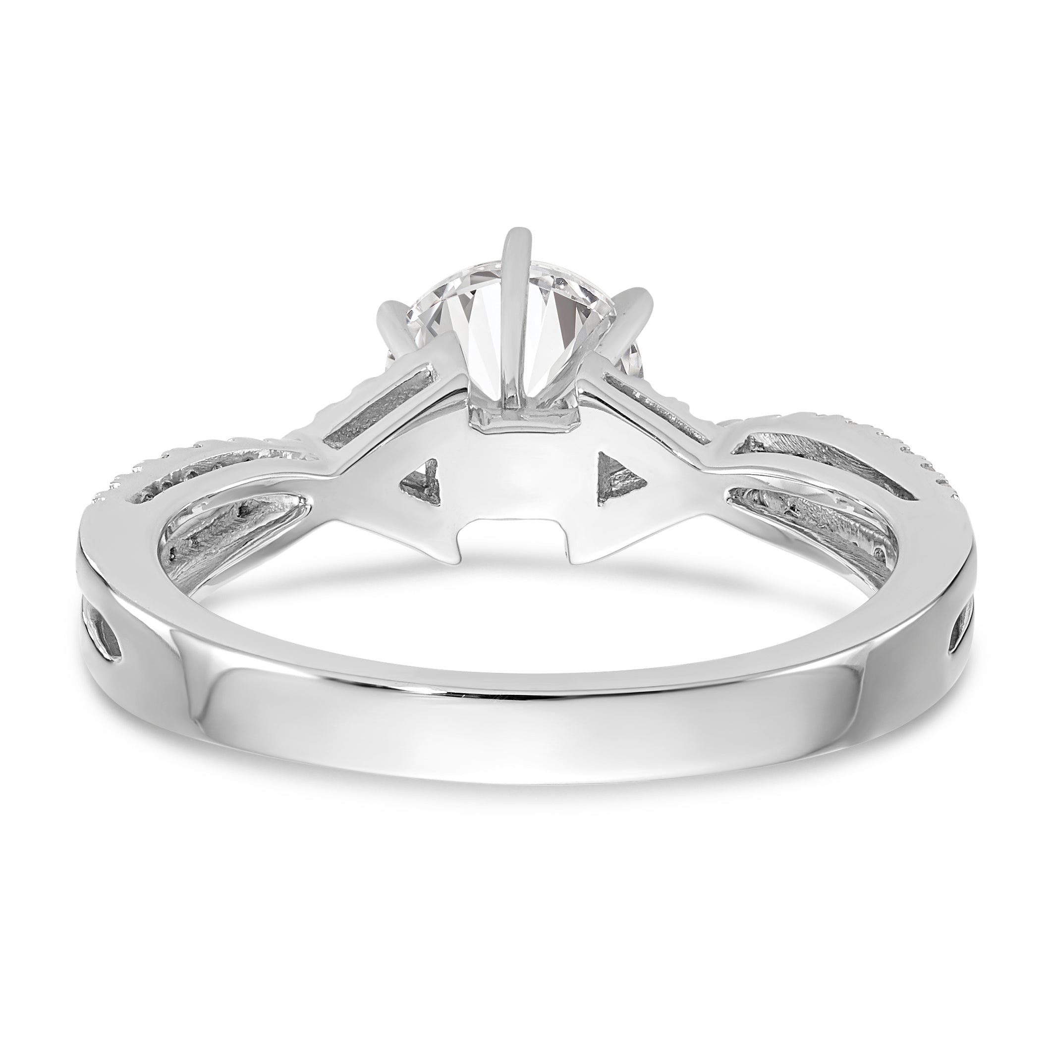 14K White Gold Criss-Cross Peg Set 1/5 carat Diamond Semi-mount Engagement Ring