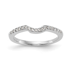 14K White Gold 1/8 carat Diamond Contoured Complete Wedding Band