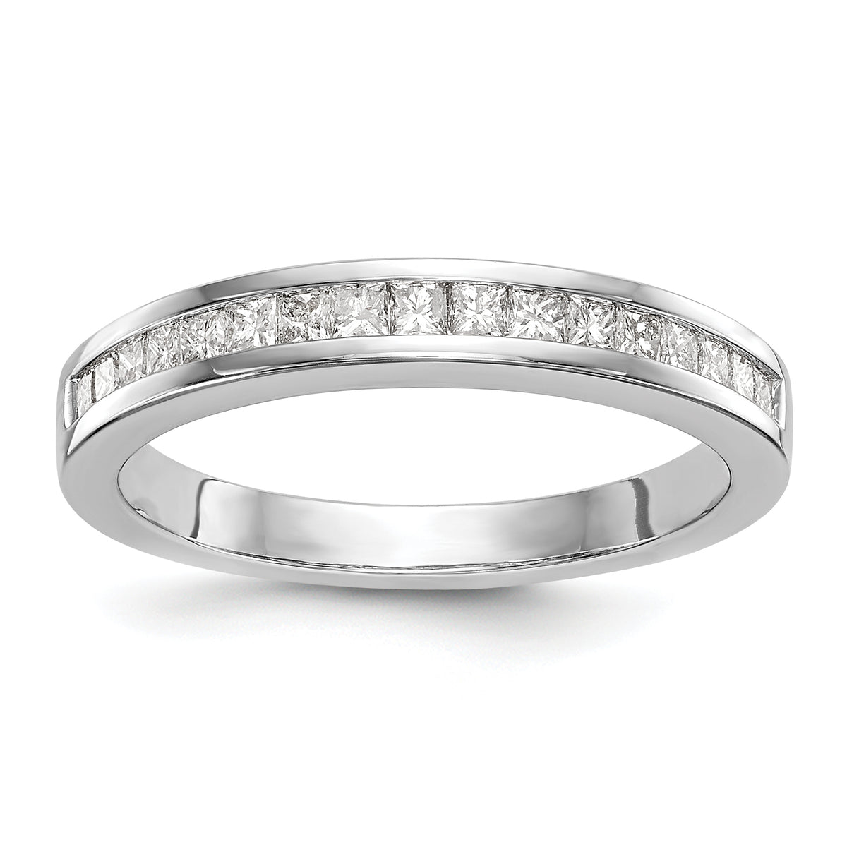 14K White Gold 1/5 carat Channel-set Princess Diamond Complete Wedding Band