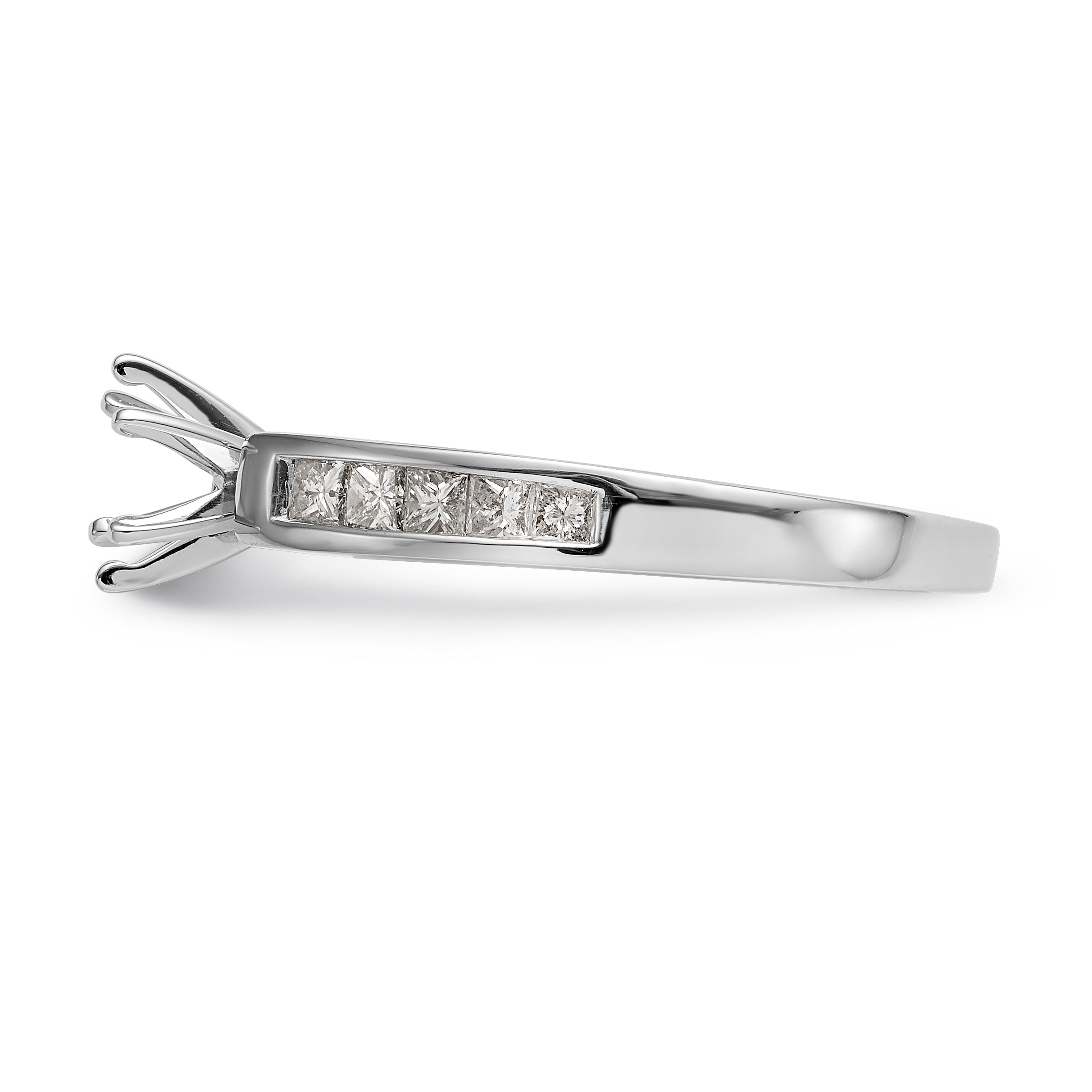 14K White Gold Peg Set 1/3 carat Channel-set Princess Diamond Semi-mount Engagement Ring