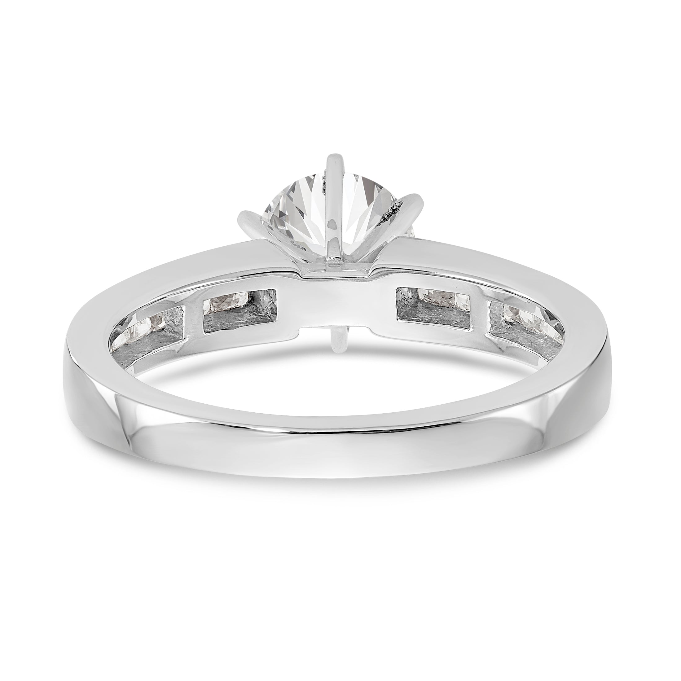 14K White Gold Peg Set 1/5 carat Channel-set Princess Diamond Semi-mount Engagement Ring