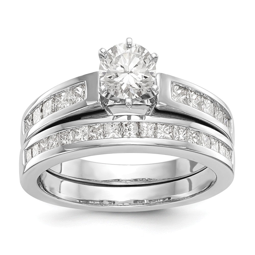 14K White Gold Diamond Peg Set Engagement Ring