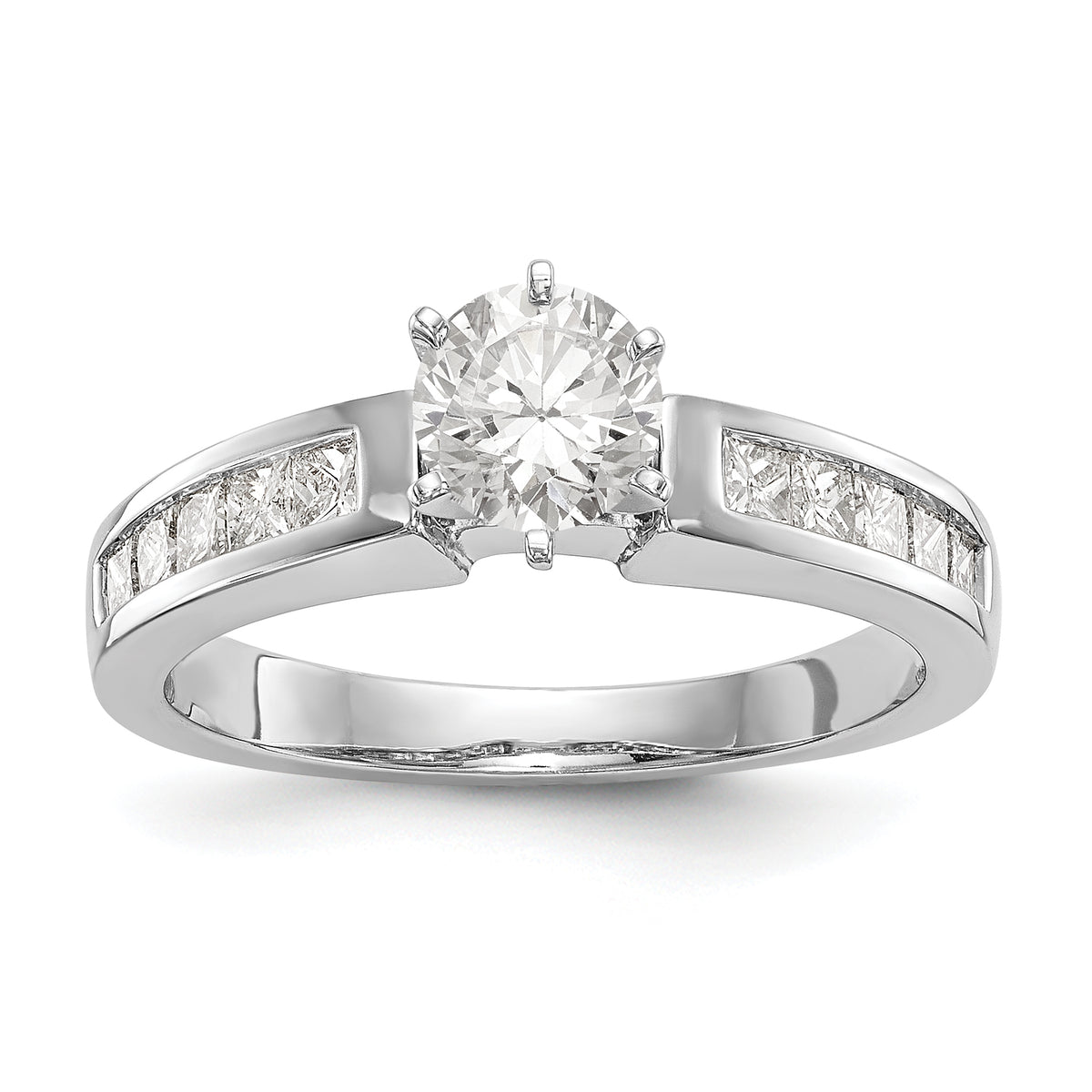 14K White Gold Peg Set 1/5 carat Channel-set Princess Diamond Semi-mount Engagement Ring