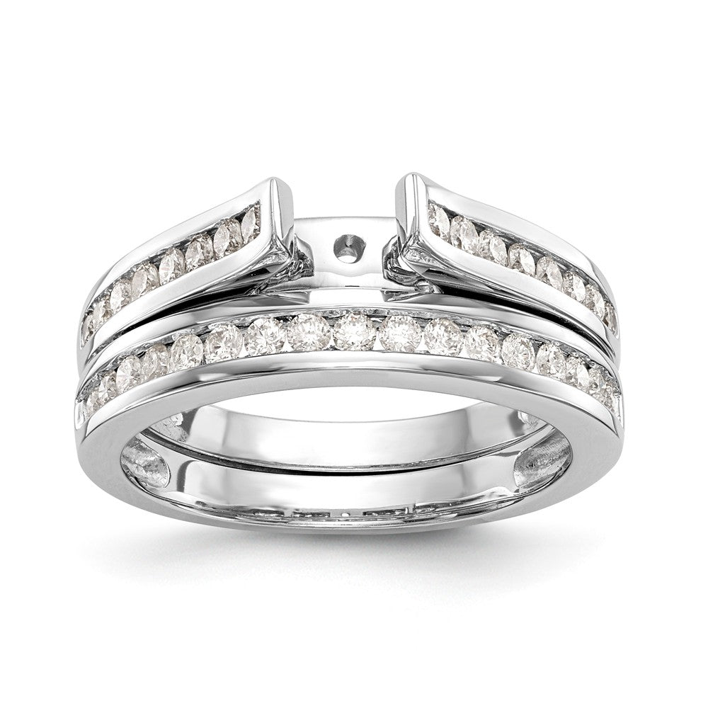 14K White Gold Diamond Peg Set Engagement Ring