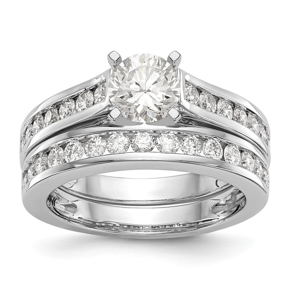 14K White Gold Diamond Peg Set Engagement Ring