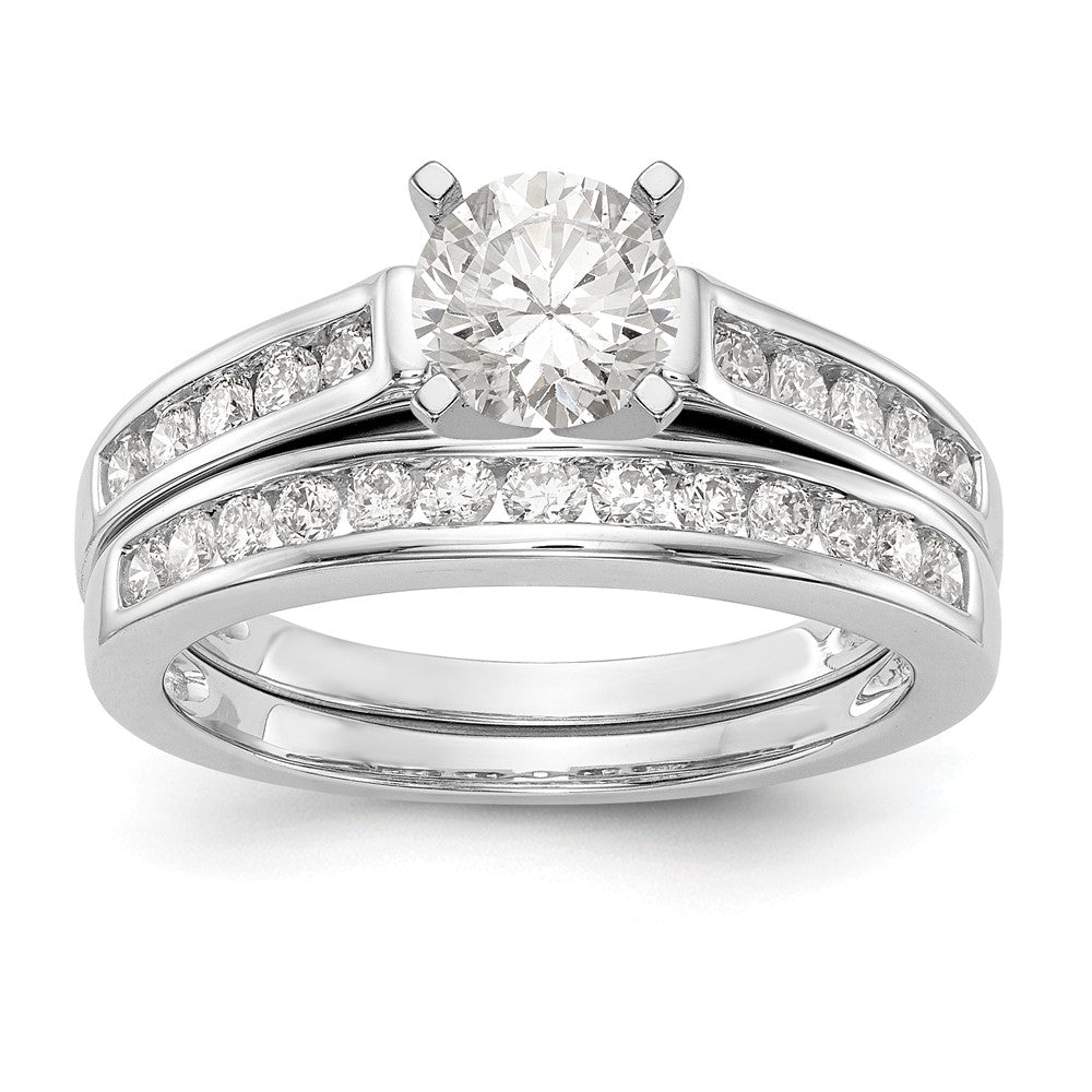 14K White Gold Diamond Peg Set Engagement Ring