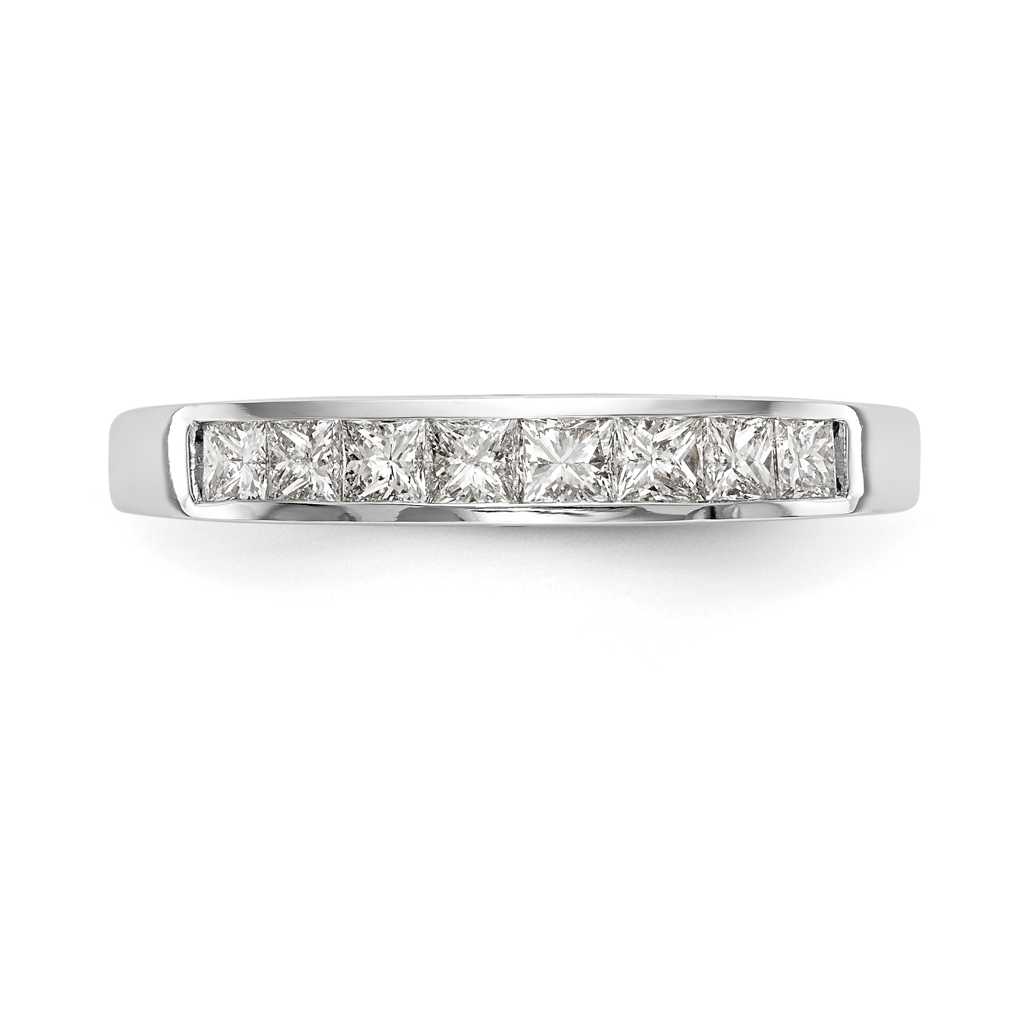 14K White Gold 8-Stone 1/2 carat Princess Diamond Complete Channel Band