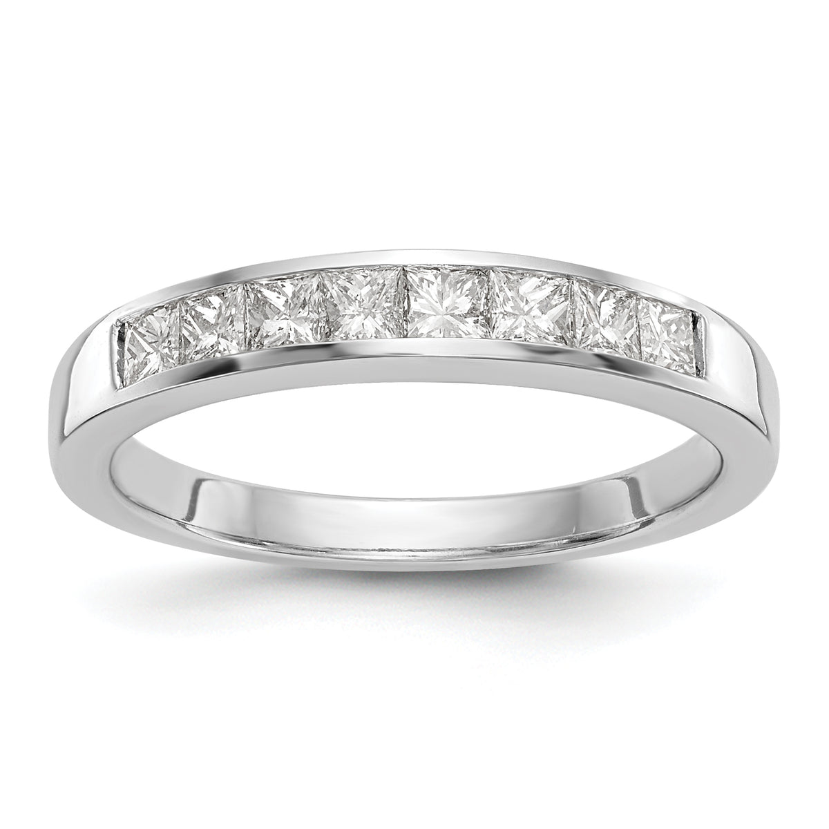 14K White Gold 8-Stone 1/2 carat Princess Diamond Complete Channel Band