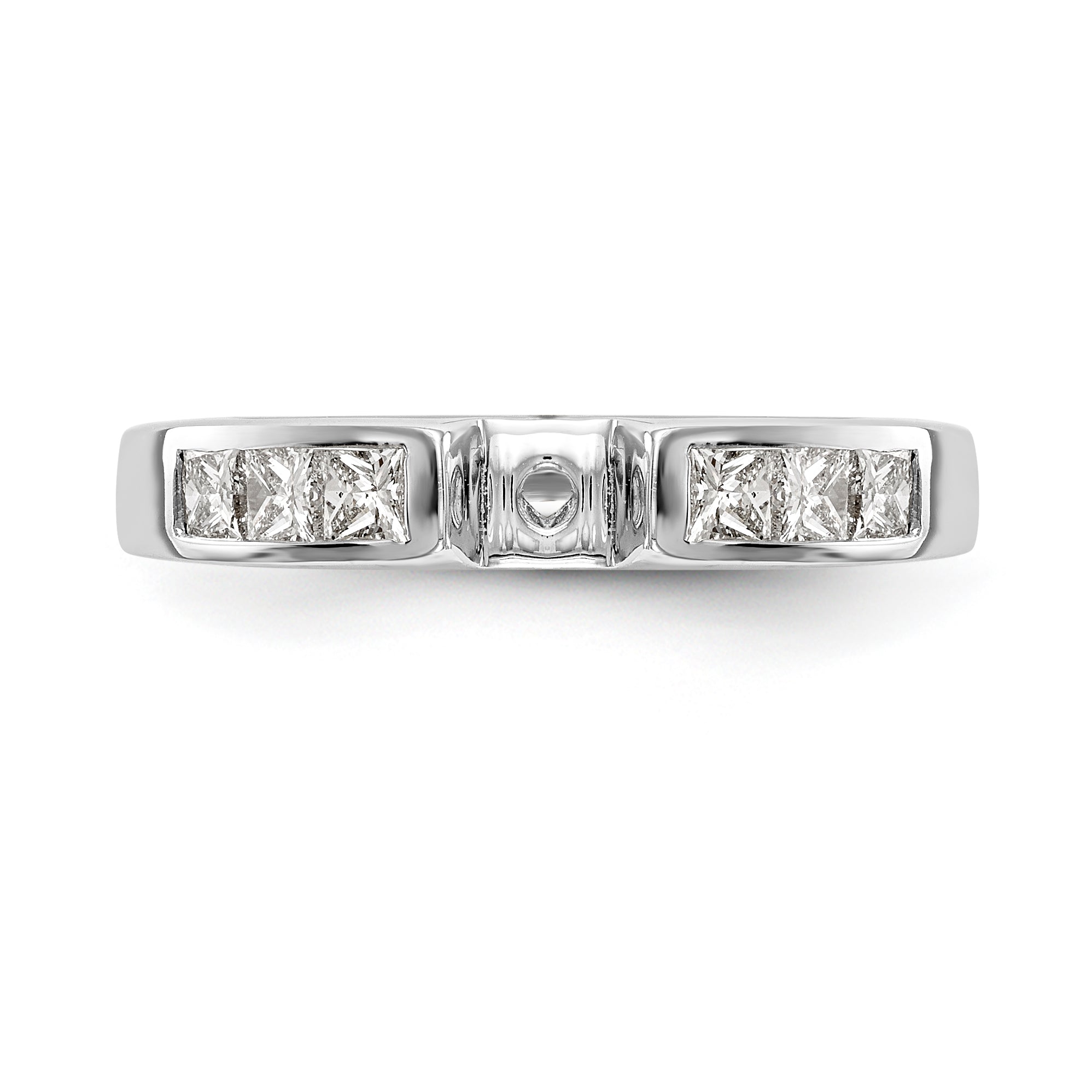 14K White Gold Peg Set 3/8 carat Channel-set Princess Diamond Semi-mount Engagement Ring