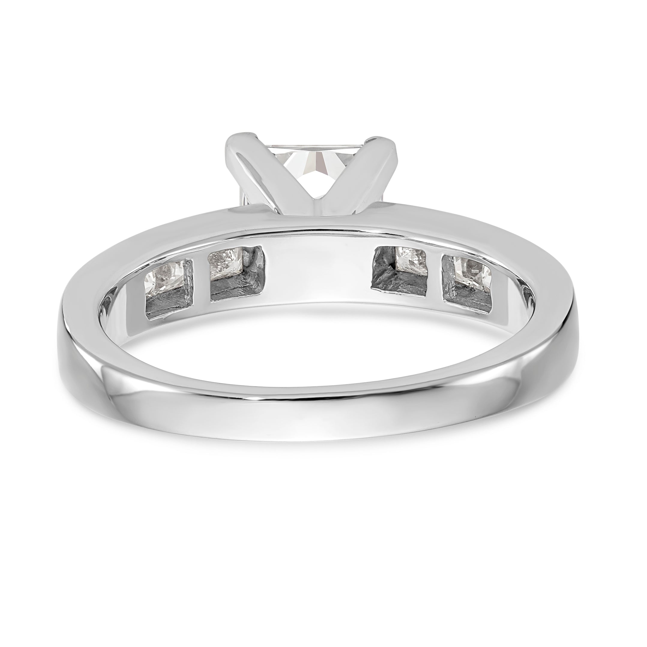 14K White Gold Peg Set 3/8 carat Channel-set Princess Diamond Semi-mount Engagement Ring