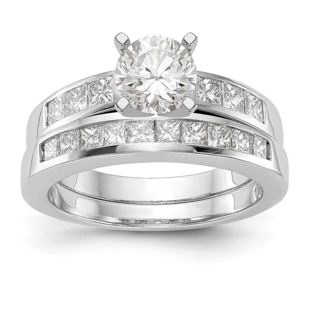 14K White Gold Diamond Peg Set Engagement Ring