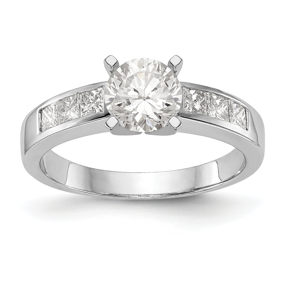 14K White Gold Peg Set 3/8 carat Channel-set Princess Diamond Semi-mount Engagement Ring