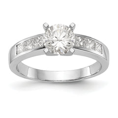 14K White Gold Peg Set 3/8 carat Channel-set Princess Diamond Semi-mount Engagement Ring