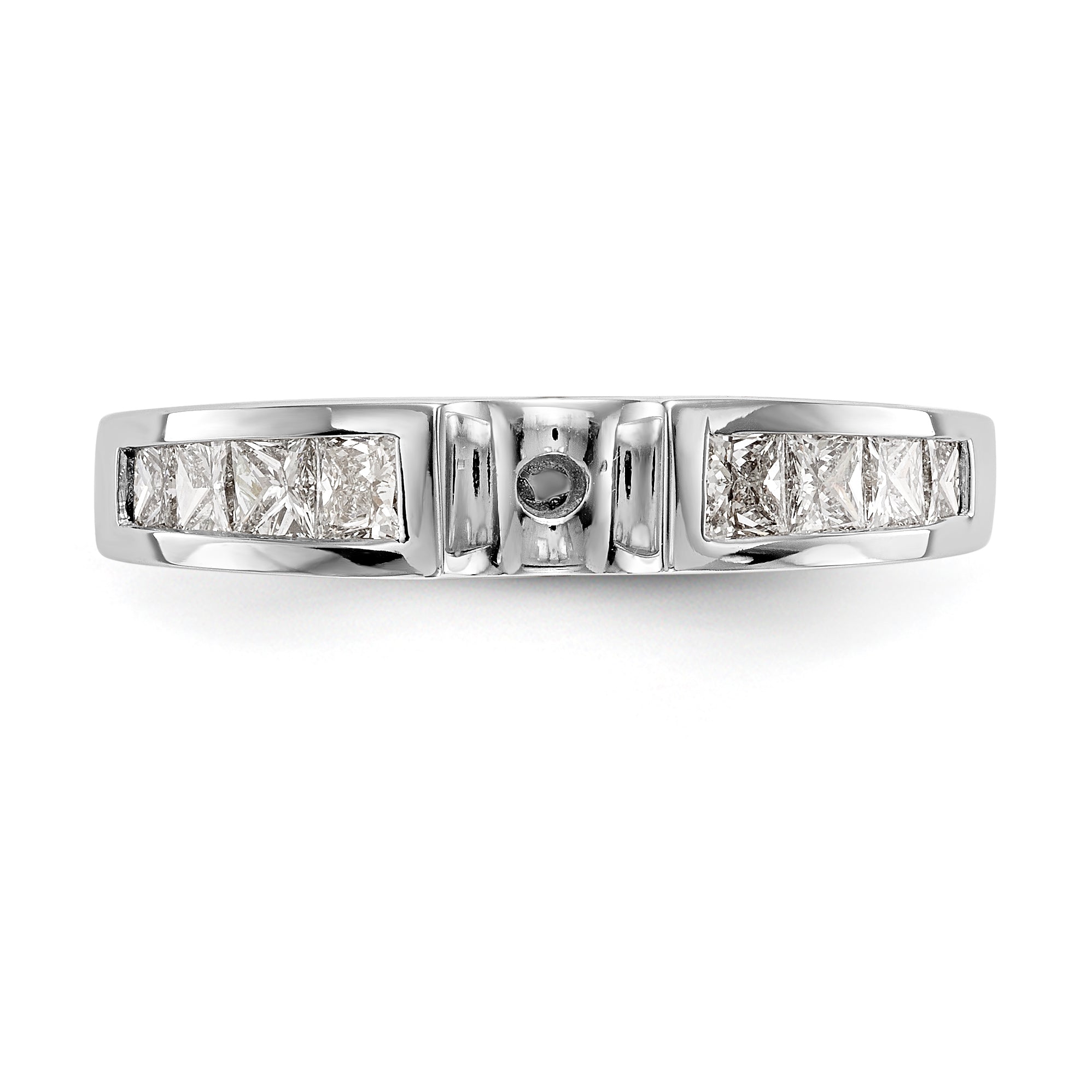 14K White Gold Peg Set 3/4 carat Channel-set Princess Diamond Semi-mount Engagement Ring