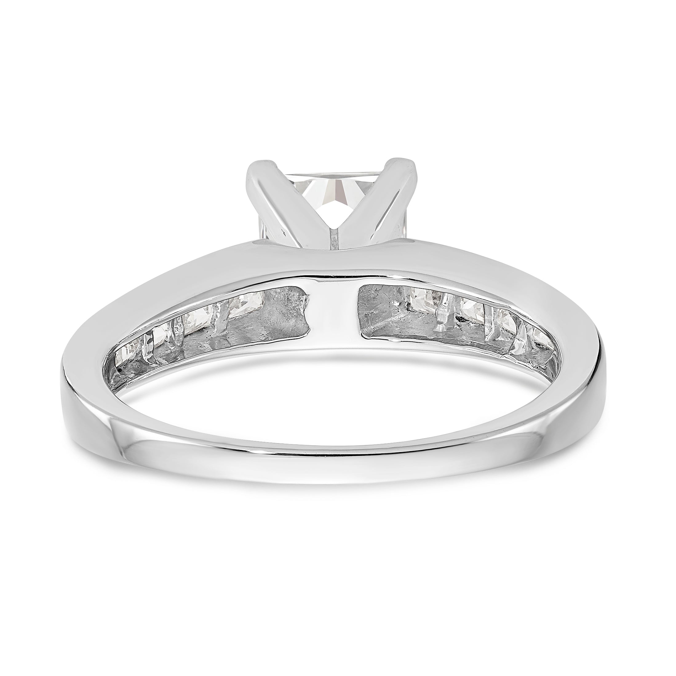 14K White Gold Peg Set 3/4 carat Channel-set Princess Diamond Semi-mount Engagement Ring