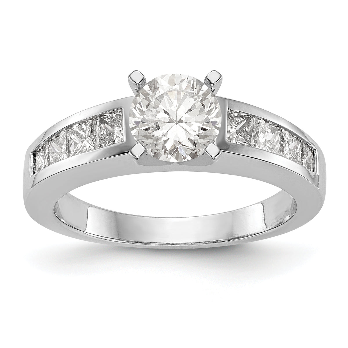 14K White Gold Peg Set 3/4 carat Channel-set Princess Diamond Semi-mount Engagement Ring