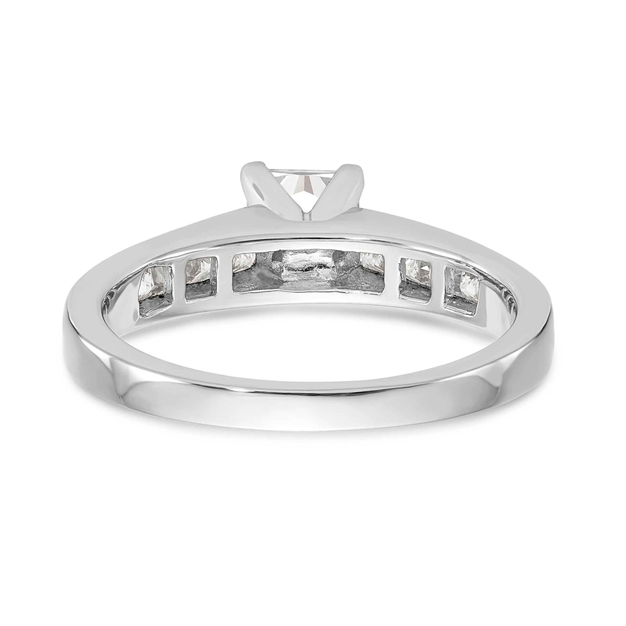 14K White Gold Peg Set 3/8 carat Channel-set Princess Diamond Semi-mount Engagement Ring