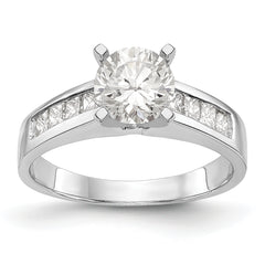 14K White Gold Peg Set 3/8 carat Channel-set Princess Diamond Semi-mount Engagement Ring