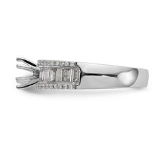 14K White Gold Peg Set 3/4 carat Round/Baguette Diamond Semi-mount Engagement Ring