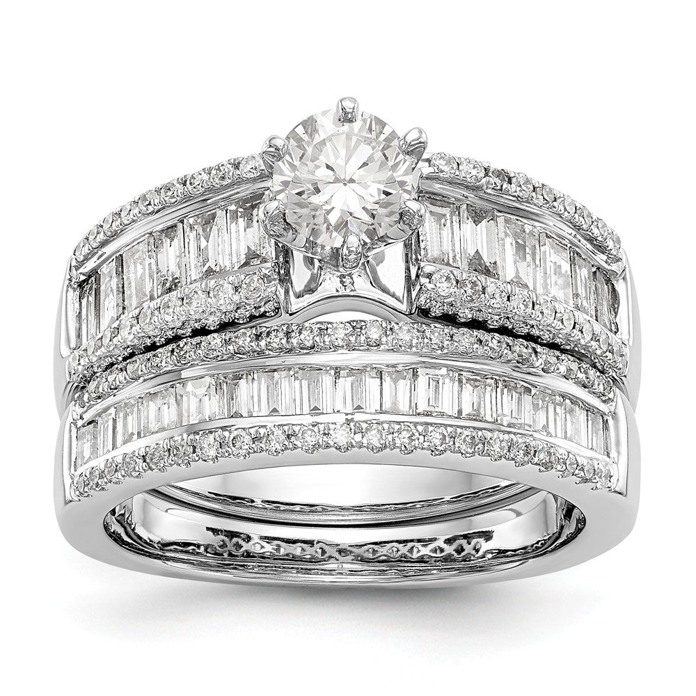 14K White Gold Diamond Peg Set Engagement Ring