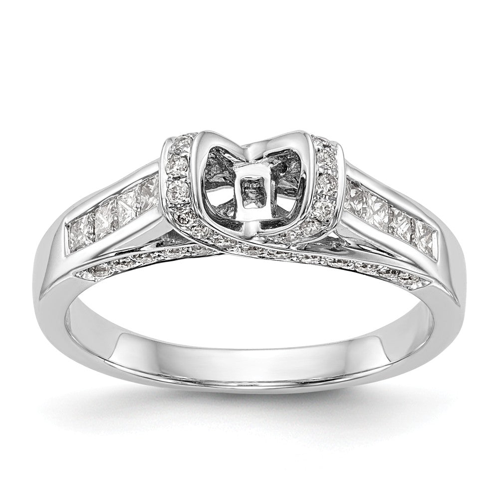 14K White Gold Diamond Peg Set Engagement Ring