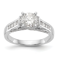 14K White Gold Peg Set 1/2 carat Round/Princess Diamond Semi-mount Engagement Ring