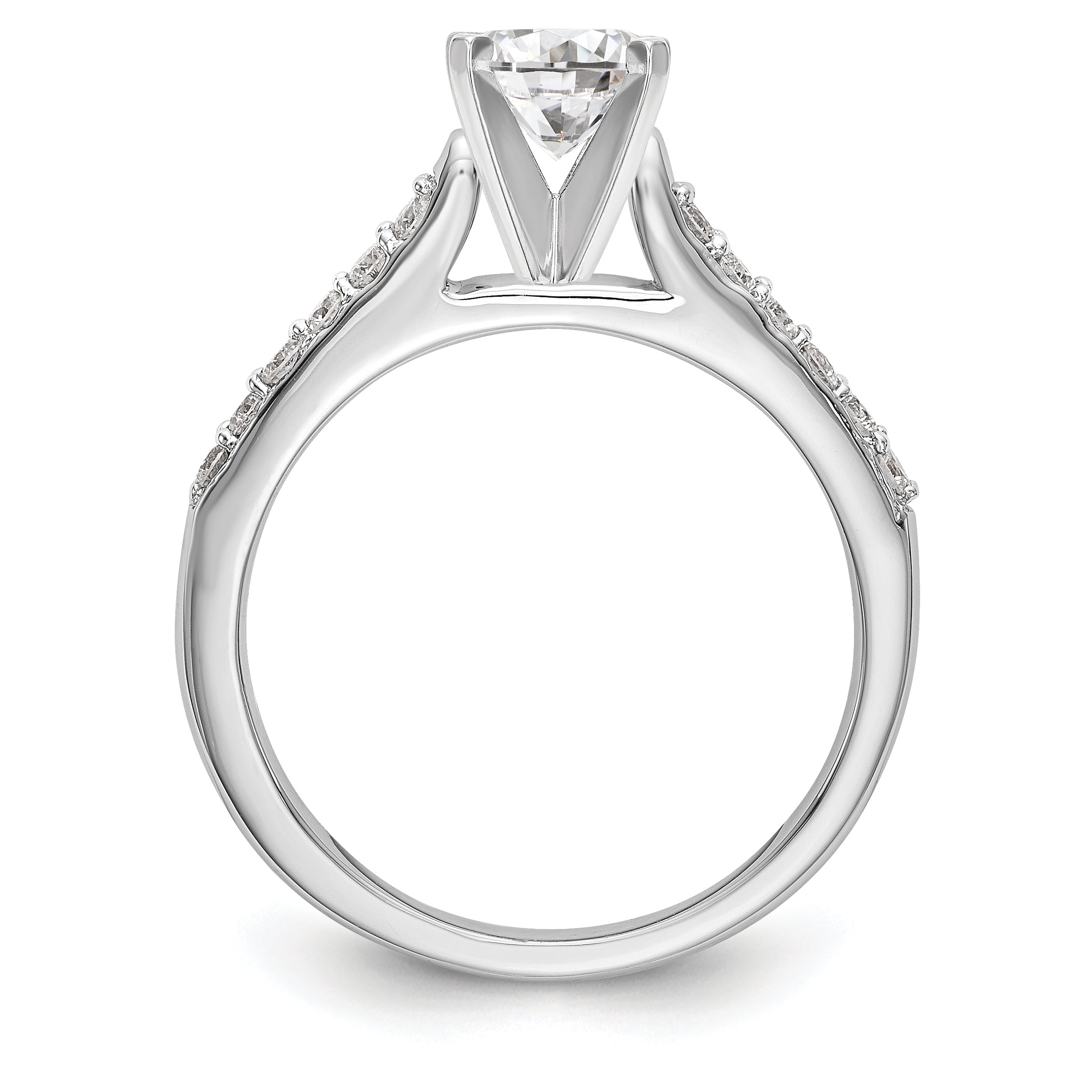 14K White Gold Peg Set 1/4 carat Diamond Semi-mount Engagement Ring