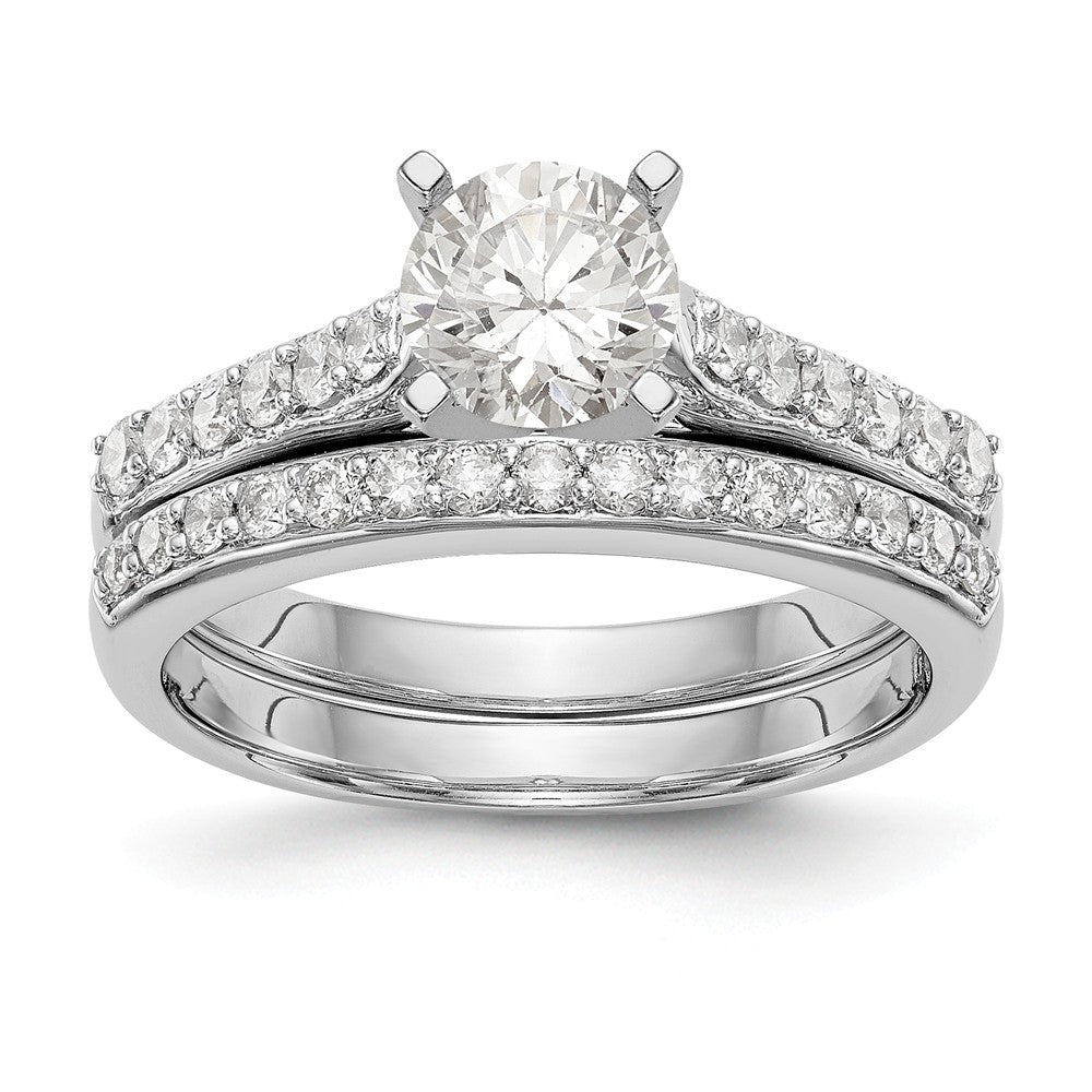 14K White Gold Diamond Peg Set Engagement Ring