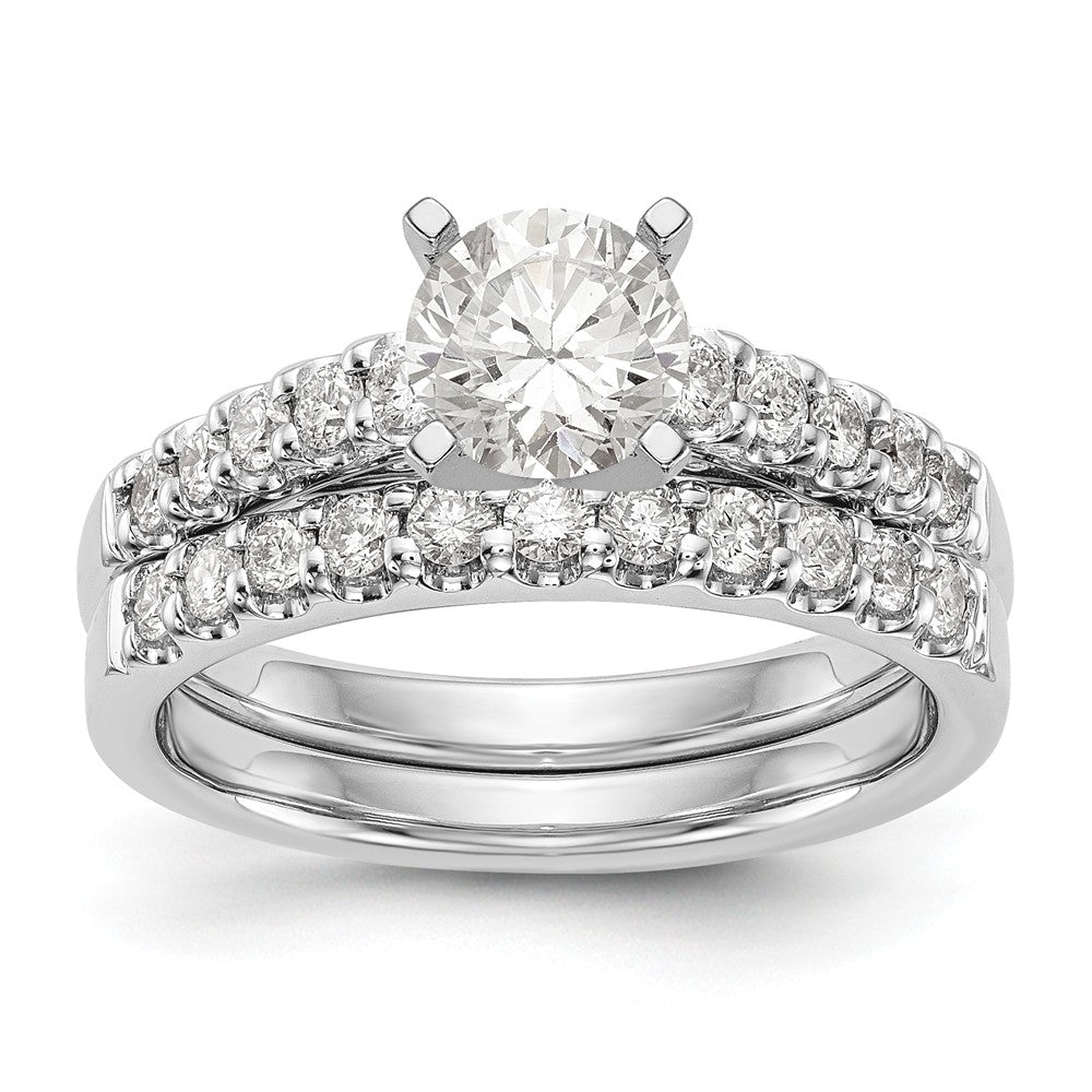 14K White Gold Diamond Peg Set Engagement Ring