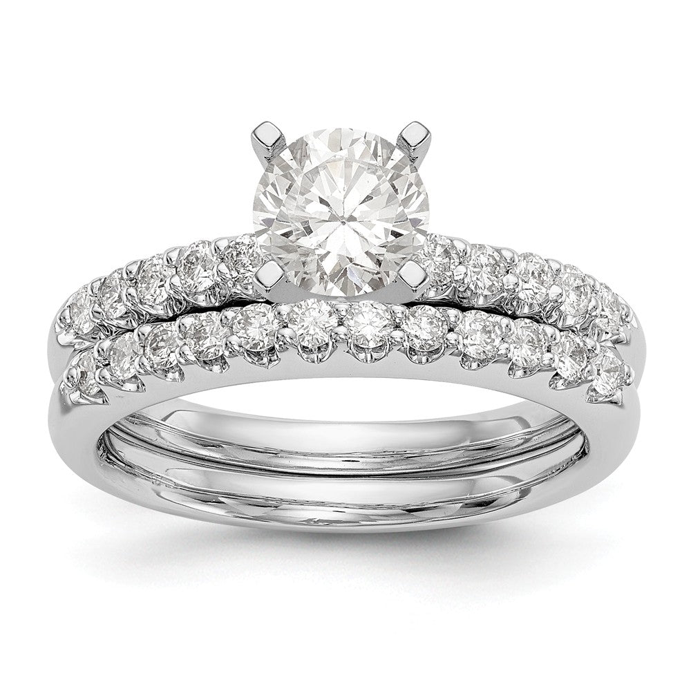 14K White Gold Diamond Peg Set Engagement Ring