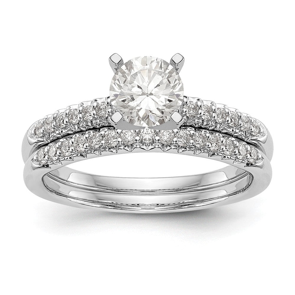 14K White Gold Diamond Peg Set semi-mount Engagement Ring