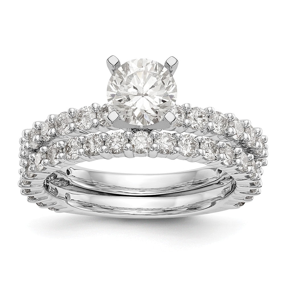 14K White Gold Diamond Peg Set Engagement Ring