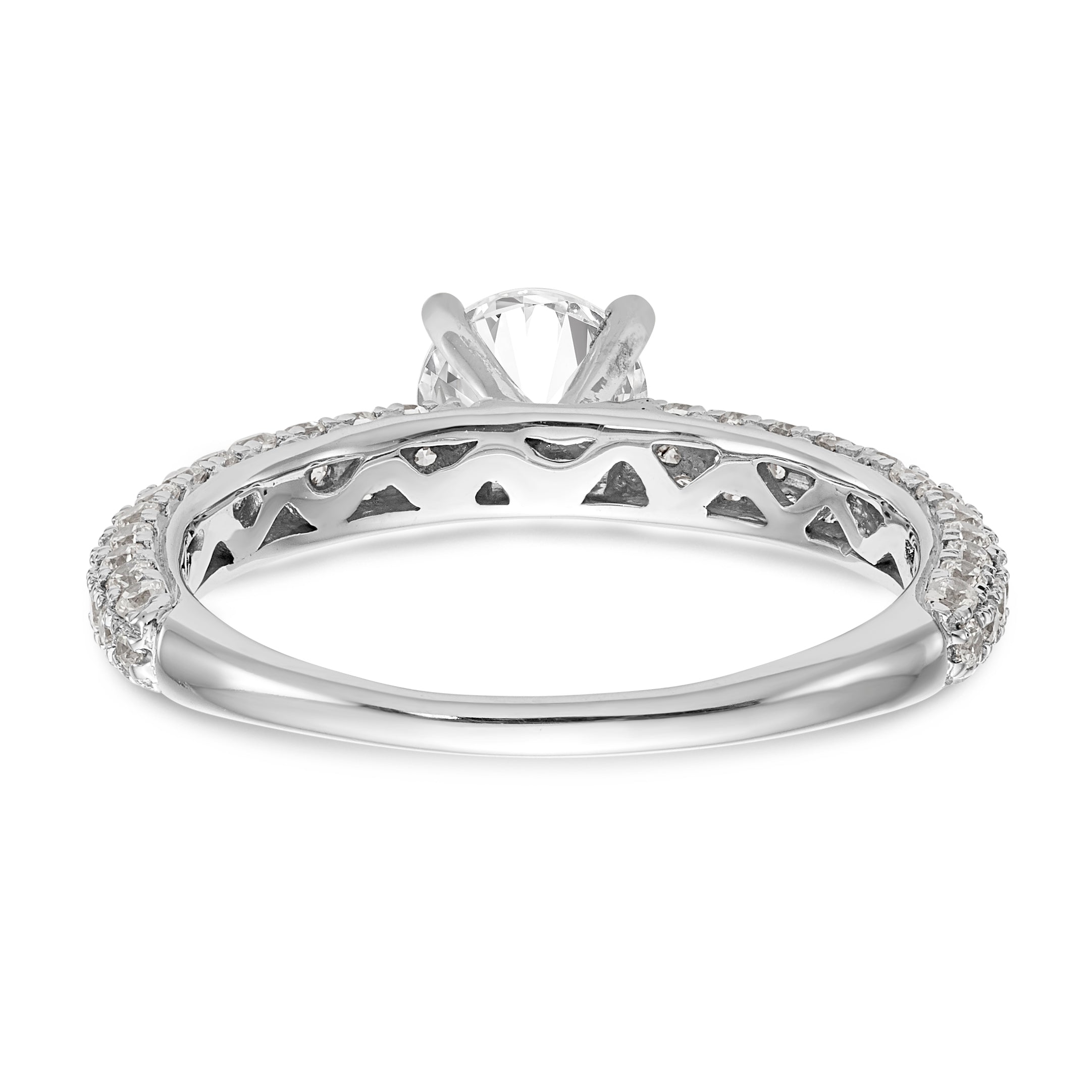 14K White Gold Peg Set 3/4 carat Diamond Semi-mount Engagement Ring