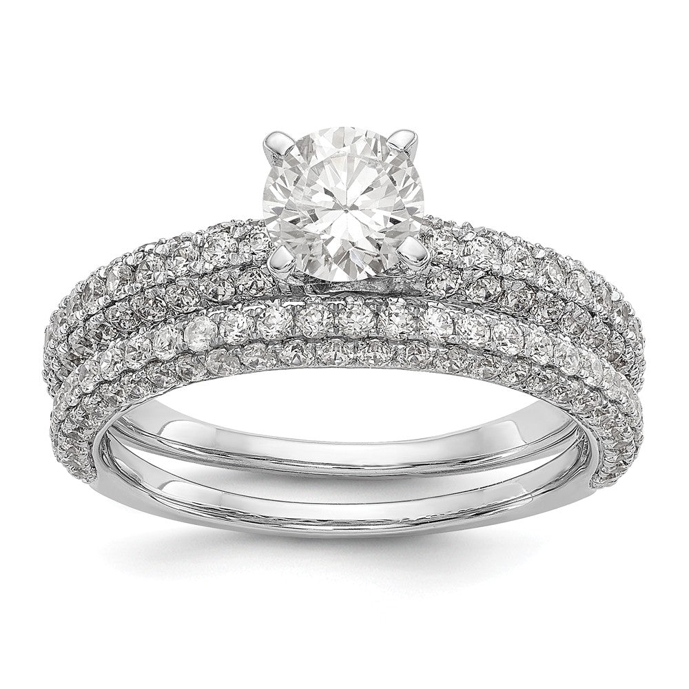 14K White Gold Diamond Peg Set Engagement Ring