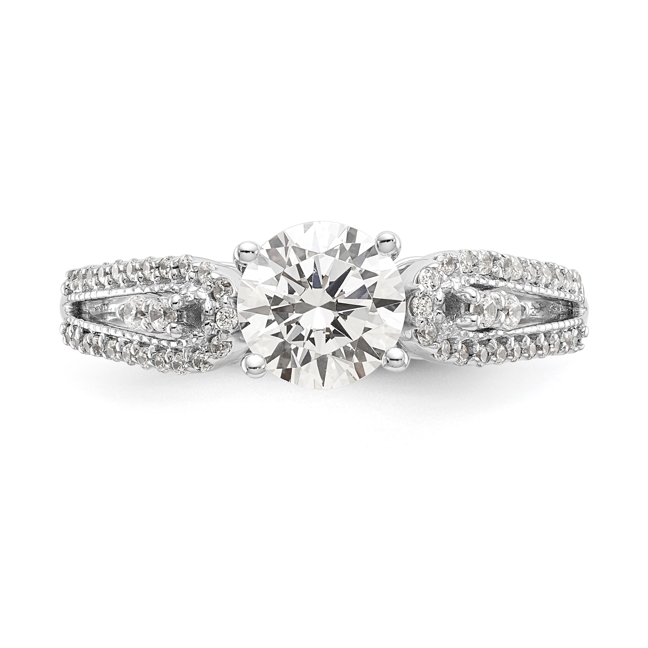 14K White Gold Peg Set 1/4 carat Diamond Semi-mount Engagement Ring