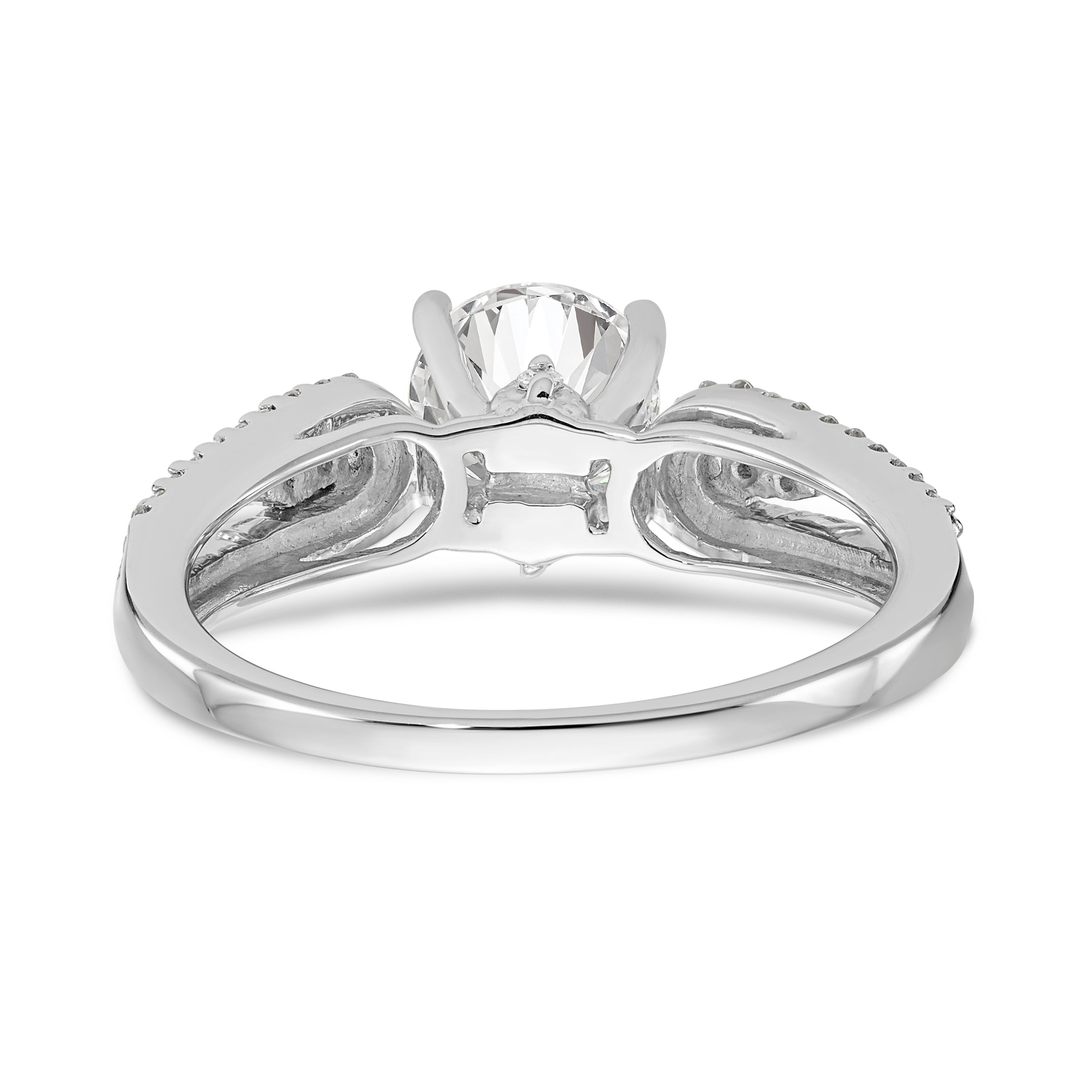 14K White Gold Peg Set 1/4 carat Diamond Semi-mount Engagement Ring