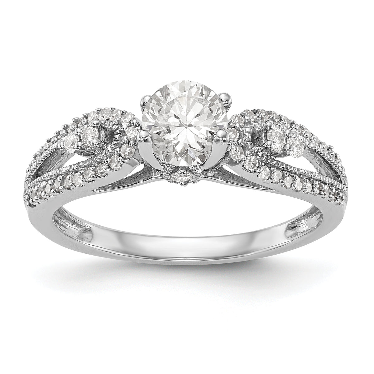 14K White Gold Peg Set 1/4 carat Diamond Semi-mount Engagement Ring