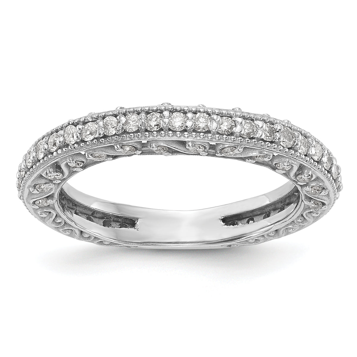 14K White Gold 1/2 carat Diamond Complete Wedding Band