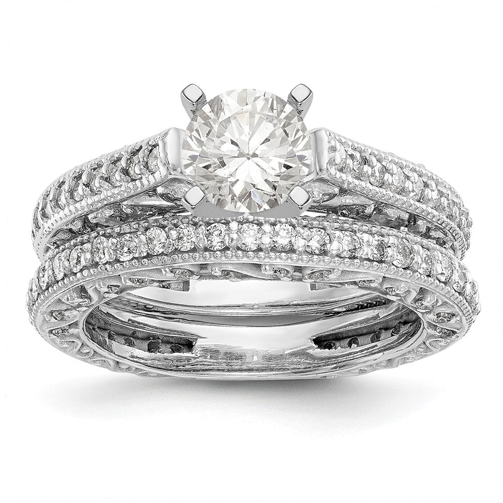 14K White Gold Diamond Peg Set Engagement Ring